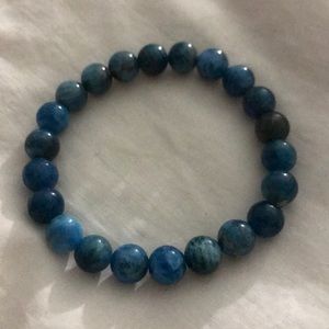 Semiprecious Pacific Blue Apatite charm bracelet